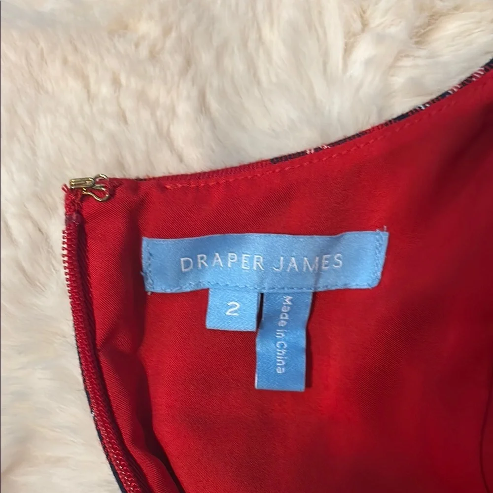 Draper James Red and Blue Pleated Puff Sleeve Midi Dress - Picture 4 of 6